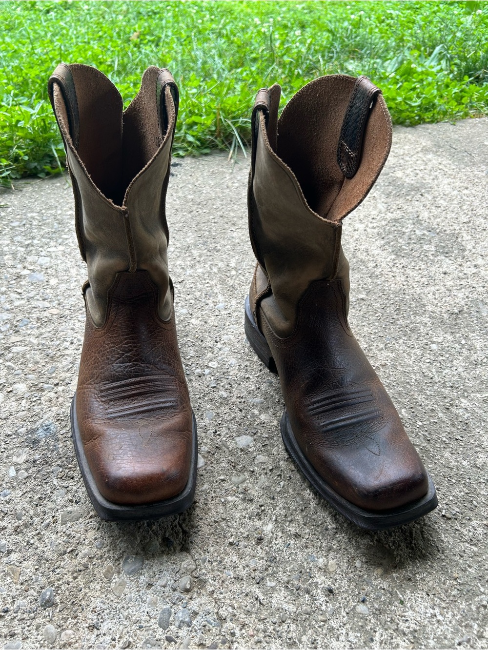 Ariat Men's Brown Leather Pull-On Work Boots Sz 10 D